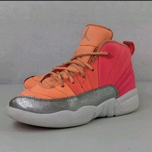 Nike Air Jordan 12 Retro Sunrise Shoes Girls Kids Size 13.5C Sneakers 510816-601